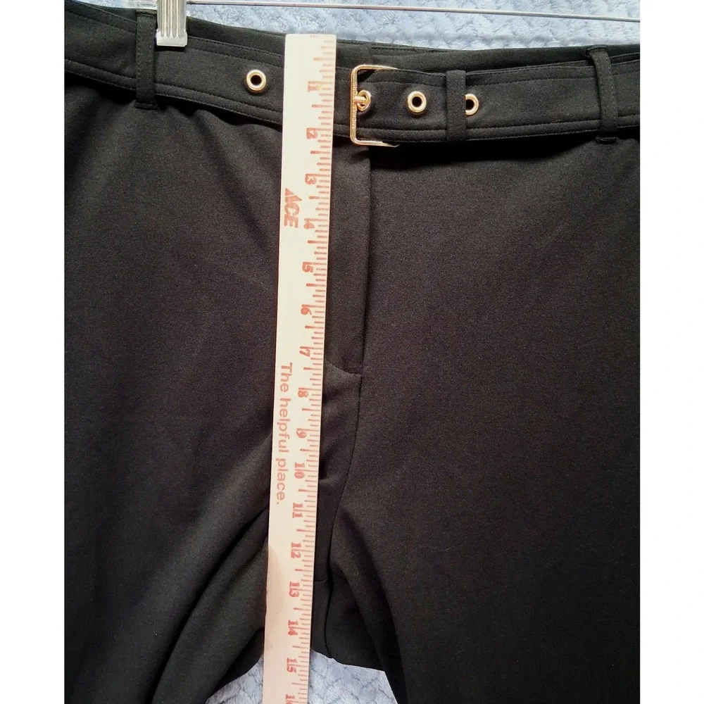 Michael Kors Black Belted Straight Leg Trousers Size 16 Wide Leg Relaxed Fit